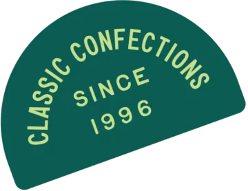 Green semi-circular badge reading Classic Confections since 1996.